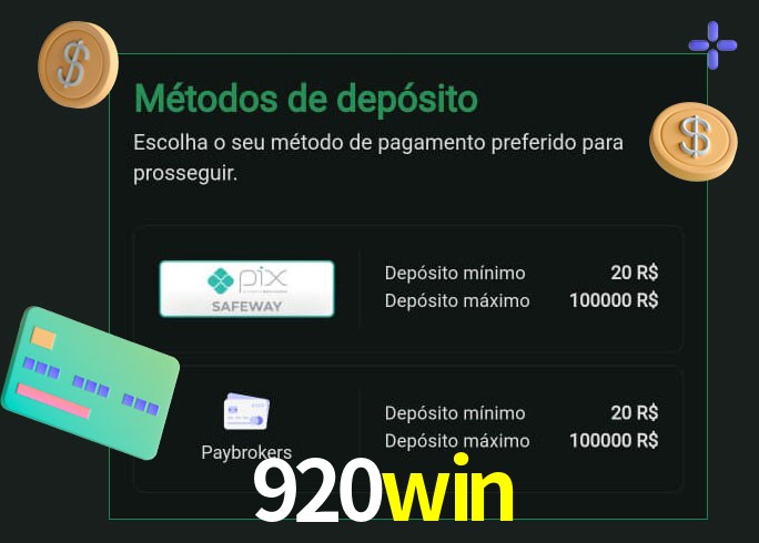 O cassino 920win oferece uma grande variedade de métodos de pagamento
